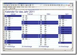  Jetzt berechnet die ältere Excel Version auch die Arbeitstage.