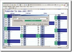 Bedingte Formatierung der Wochentage im gesamten Kalender ersetzen